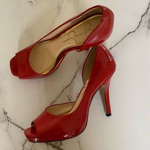 Jessica Simpson red high heels.